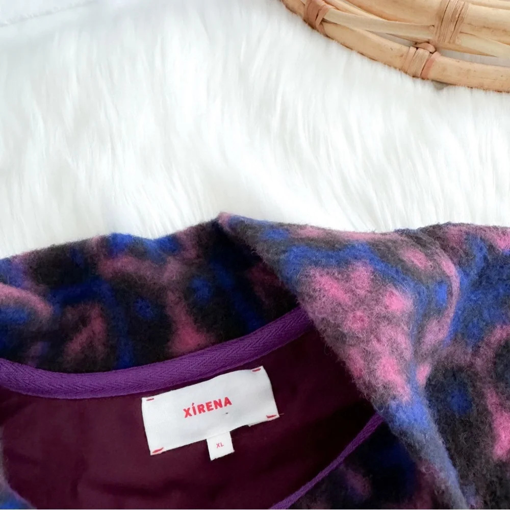 NWOT Xirena Caden Wool Blend Fleece Jacket Pullover Purple - Picture 7 of 10